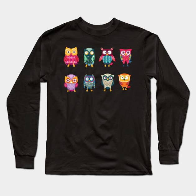 Owl stickers Long Sleeve T-Shirt by SouthPrints